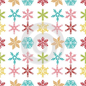 Snowflake seamless pattern Merry Christmas and Happy New Year winter holiday background decorative paper vector