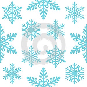 Snowflake seamless pattern Merry Christmas and Happy New Year winter holiday background decorative paper vector