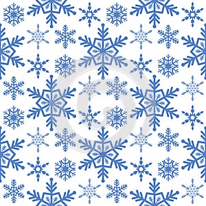 Snowflake seamless pattern Merry Christmas and Happy New Year winter holiday background decorative paper vector