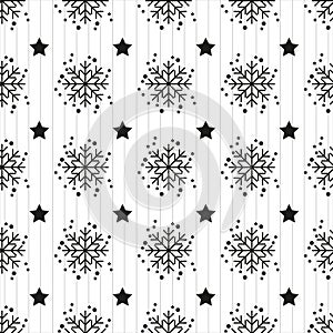 Snowflake seamless pattern Merry Christmas and Happy New Year winter holiday background decorative paper vector