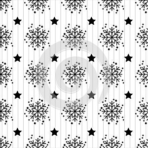 Snowflake seamless pattern Merry Christmas and Happy New Year winter holiday background decorative paper vector