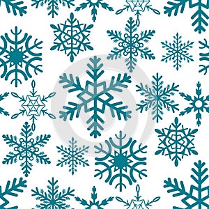 Snowflake seamless pattern Merry Christmas and Happy New Year winter holiday background decorative paper vector