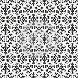 Snowflake seamless pattern. Repeating snowflakes background. Repeated geometric snow texture. Geometry line frost prints for