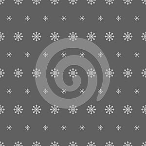 Snowflake seamless pattern. Snow on gray background. Abstract wallpaper, wrapping decoration. Merry Christmas holiday, Happy New