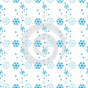 Snowflake seamless pattern. Snow on white background. Abstract wallpaper, wrapping decoration. Symbol winter, Merry Christmas holi