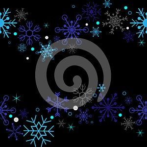 Snowflake seamless wavy line decorative vector illustration design.