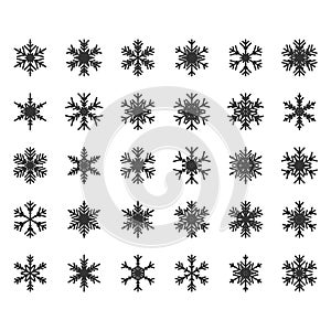 Snowflake set icon in flat style. Snow flake winter vector illus