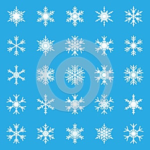 Snowflake set icon in flat style. Snow flake winter vector illus