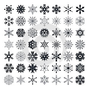 Snowflake set isolated on transparent background