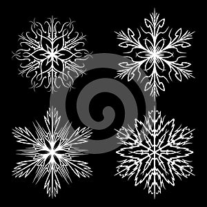 Snowflake set vector silhouette symbol icon design.