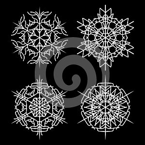 Snowflake set vector silhouette symbol icon design.