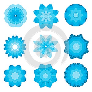 Snowflake set for winter design.Blue vector snowflakes on a white background.