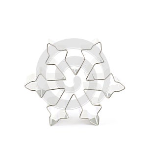 Snowflake shaped cookie cutter isolated