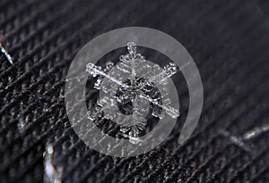 Snowflake shining at black material