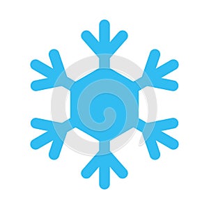 Snowflake sign. Blue Snowflake icon isolated on white background. Snow flake silhouette. Symbol of snow, holiday, cold photo