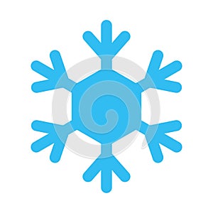 Snowflake sign. Blue Snowflake icon isolated on white background. Snow flake silhouette. Symbol of snow, holiday, cold