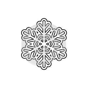 Snowflake silhouette icon. Snow flake stencil blueprint.