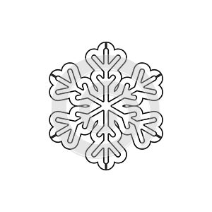 Snowflake silhouette icon. Snow flake stencil blueprint.