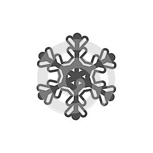 Snowflake silhouette icon. Snow flake stencil blueprint.