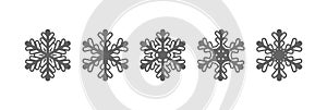 Snowflake silhouette icon. Snow flake stencil blueprint.