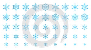 Snowflake simple color line icons snow vector set