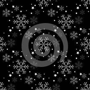 Snowflake simple seamless pattern. Abstract wallpaper, wrapping decoration. Symbol of winter, Merry Christmas holiday