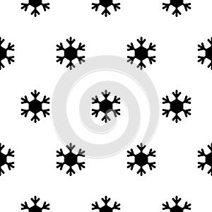 Snowflake simple seamless pattern. Black snow on white background. Abstract wallpaper, wrapping decoration. Symbol of winter,