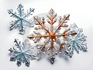 Snowflake on snow. Winter holidays background.