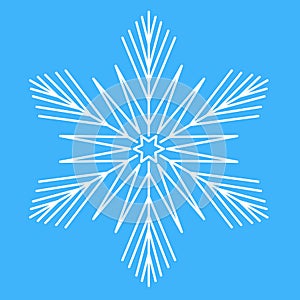 Snowflake star, symmetrical icon symbol of winter. Star snowflake
