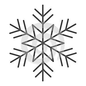 Snowflake thin line icon, New Year concept, frozen winter flake symbol on white background, Snowflake icon in outline