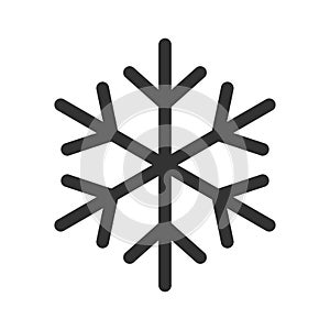 Snowflake vector icon. Ice and snow crystal flake symbol. Forecast and weather snowfall sign. Frost and cold logo. photo