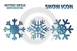 Snowflake vector icon set. Christmas and winter snow flake element collection. Isolated flat new year holiday decoration illustrat