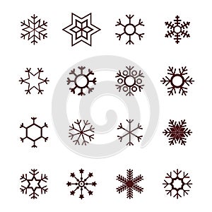 Snowflake vector icon white background set color. Winter blue christmas snow flat crystal element. ice collection. Xmas frost snow