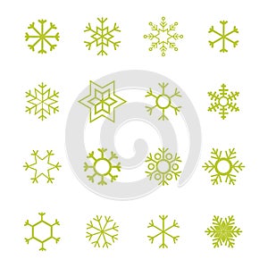 Snowflake vector icon white background set color. Winter blue christmas snow flat crystal element. ice collection. Xmas frost snow