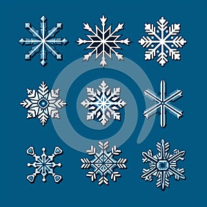 Snowflake Vector Icons In John Hejduk Style photo