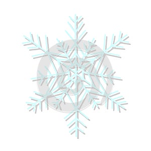 snowflake vector isolated blue with gray shadow. Winter snow element to create your designs. New Year and Christmas decor for