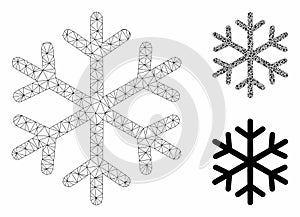 Snowflake Vector Mesh 2D Model and Triangle Mosaic Icon