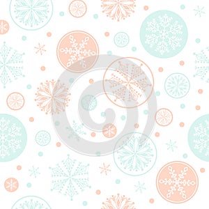 Snowflake vector seamless pattern weather traditional winter december wrapping paper christmas background.