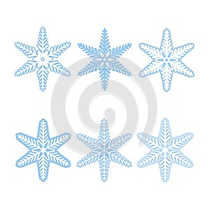 Snowflake vector set isolated on white background.