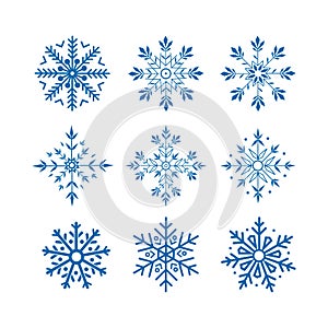 Snowflake Vectors. Isolation by background.