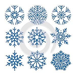 Snowflake Vectors. Isolation by background.