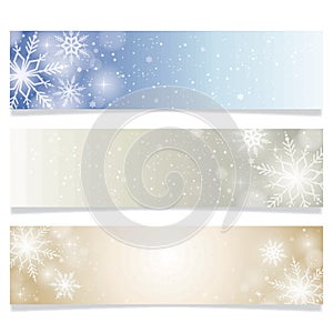 Snowflake web banner collection. Vector illustration decorative design