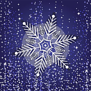 Snowflake from white paper on a color background