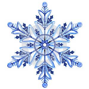 Snowflake in white snow. Isolated.