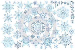 Snowflake winter set.Vector doodles