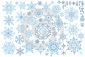 Snowflake winter set.Vector doodles photo