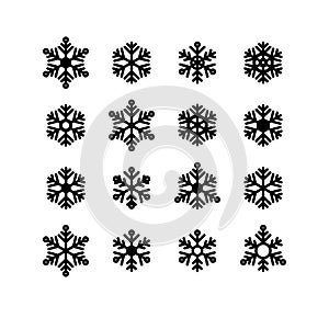 Snowflake winter set.. VECTOR. Graphic crystal frozen decoration for design. Isolated.