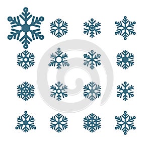 Snowflake winter set.. VECTOR. Graphic crystal frozen decoration for design. Isolated.