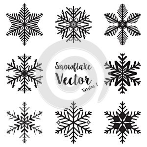 Snowflake winter set vector