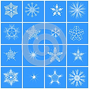 Snowflake 16 winter set vector.
